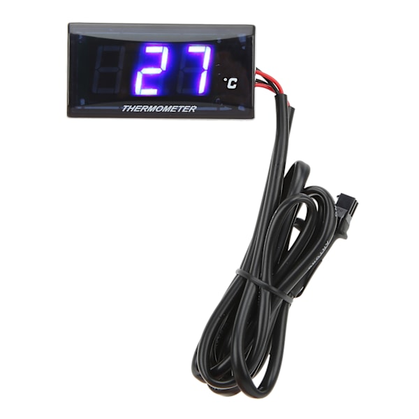 Motorsykkel Digital Vanntemperaturmåler Ultra Tynn DC 12V LCD Med 22mm Sensoradapter for De Fleste Motorsykler Blå