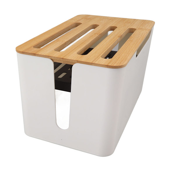 Router Opbevaringsboks Stor Plads Multi Hul Bit Bambus Dæksel Hjem WiFi Router Organizer