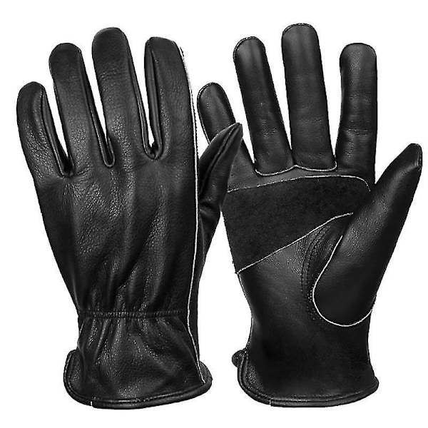 Stretchbara handledsskydd i tåligt kohud - 1 par, svart (S-XL)