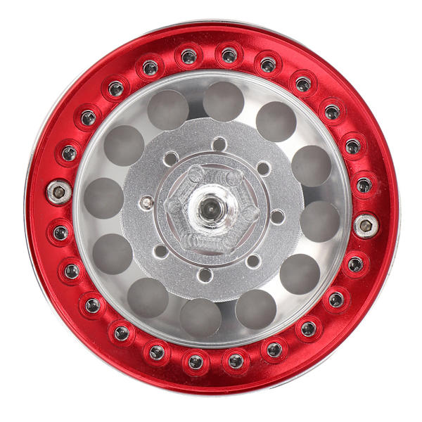 4st 1,9-tums beadlock hjulfälgar i aluminium för SCX10 1/10 RC larvbil (silverröd)
