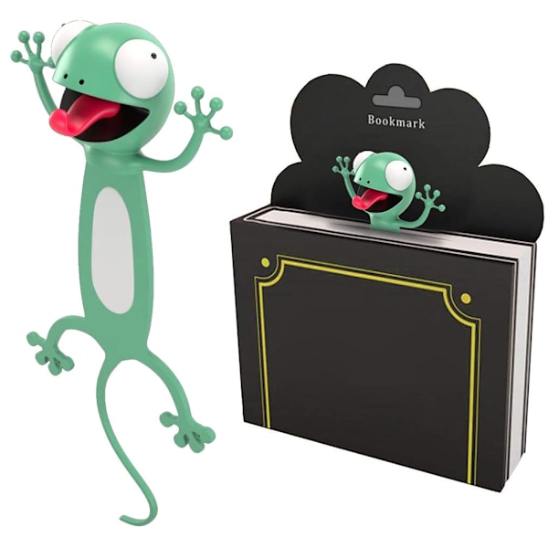Hauska 3D-piirretty eläin kirjanmerkki Piirretty kirjanmerkki litteällä rungolla lahja lapsille, tytöille Gecko