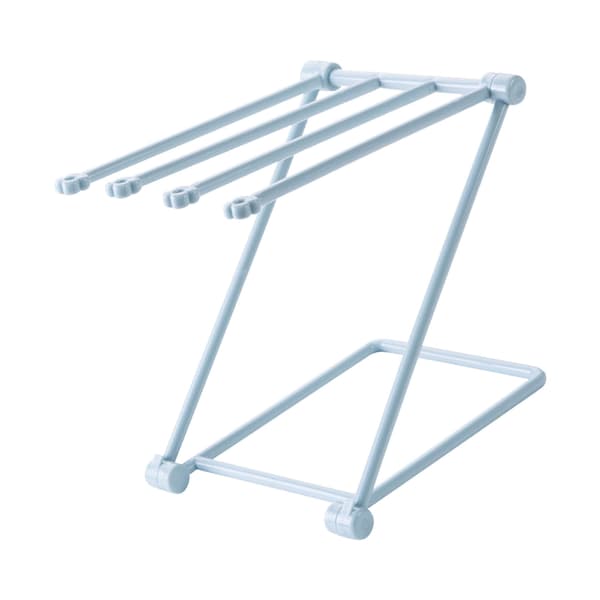 Countertop Dishcloth Drying Rack 4-Arm Foldable Vertical Towel Rack Dishcloth Holder for Kitchen Light Blue