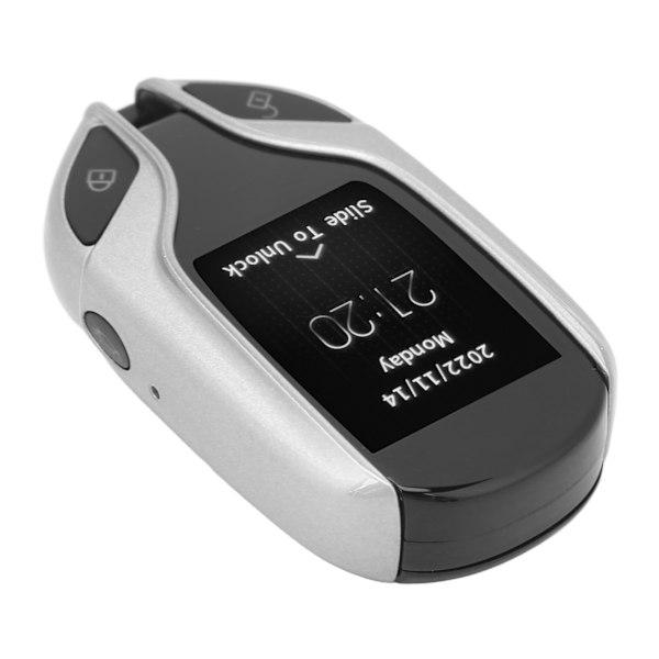 LCD-skærm Smart Key Universal lang standbytid PKE Keyless Entry System til alle modeller med One Button Start Sølv