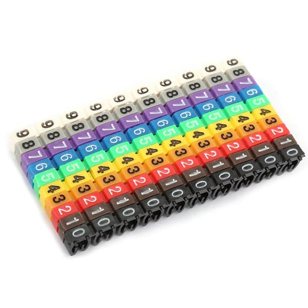 Digitale Nummerrør Trådnummer Etiket Rør Kabelmarkering Farverige (100 stk 2,5 mm²)