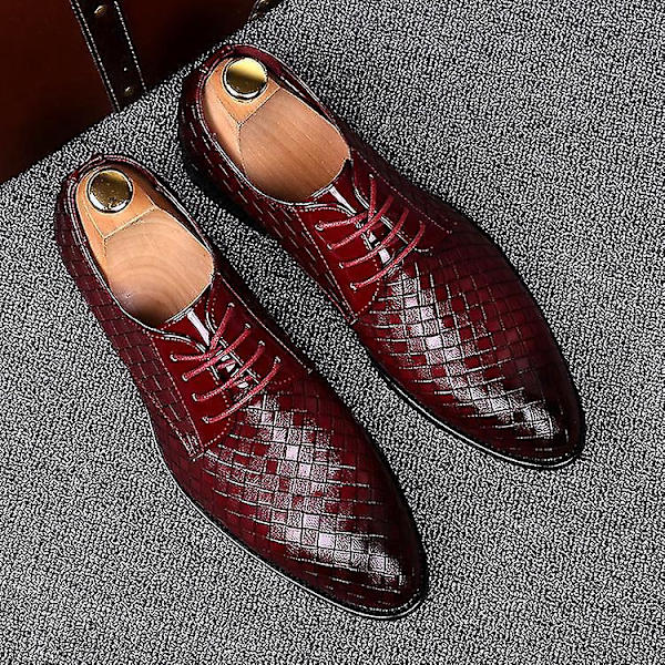 Herrskor Formella Geometriska Röda Läder Oxfords - Business, Fest, Bröllop - Gul