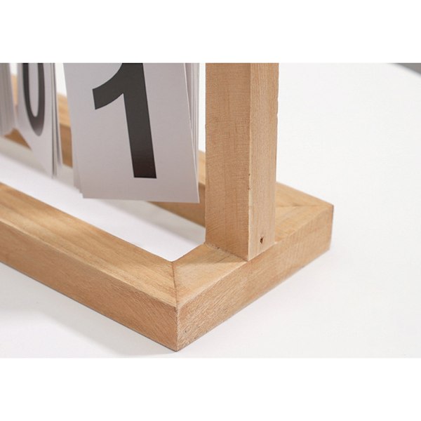 Skrivebords kalender i tre Bladkalender Sidevending av kalender Gjenbrukbar Hjemkalenderdekorasjon Tre Farge