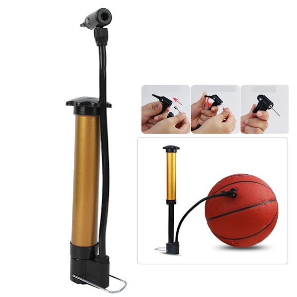 Metallisk Bärbar Högtrycks Basketbollspump Mini Luftpump Tillbehör med Uppblåsningsnål
