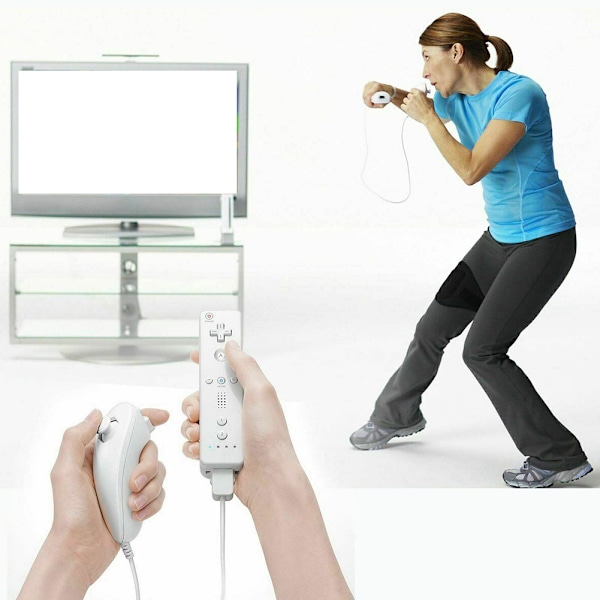Fjernkontroll og Nunchuck Controller Set Combo kompatibel for klassiske spill