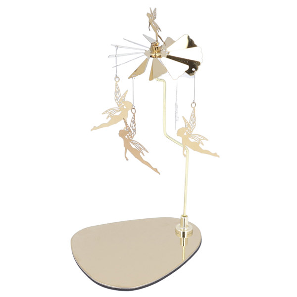 Ljushållare Rund triangelbricka Romantisk europeisk stil Rostfritt stål Roterande Aromaterapi Wind Chime Ljushållare Little Fairy
