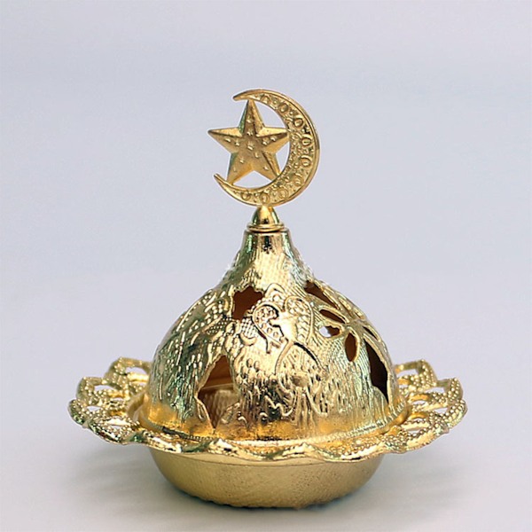 Vintage Røgelsesbrænder Udsøgt Rustbeskyttende Metal Røgelsesbrænder til Soveværelse Stue Måne Stjerner Guld