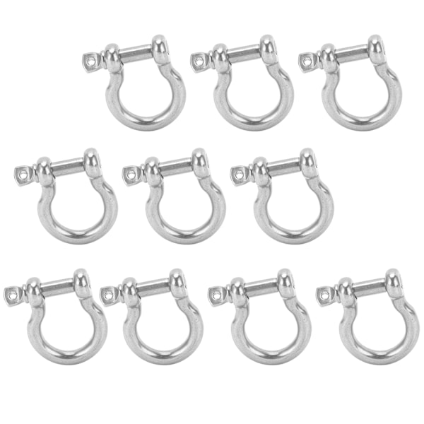 10 stk Bøjle Shackle D Ankerlast Rustfrit Stål UShape til Camping Vandreture Klatring M5