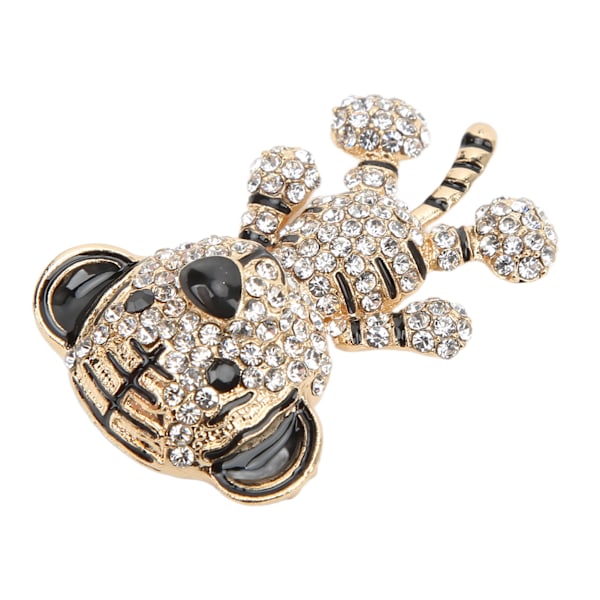 Rhinestone Brosch Söt Tigerform Trendig Utsökt Broschnål för Kvinnor Kläder Dekoration Present Guld