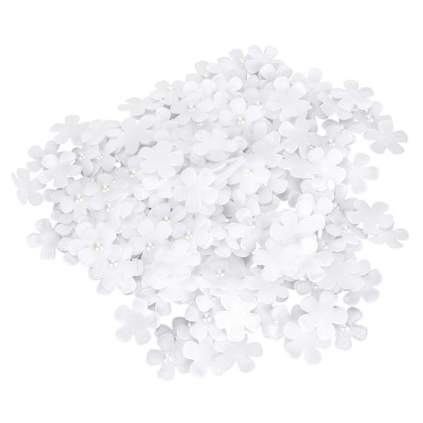 200 stk. Håndlavede Blomster Hvide Fembladede Perle Rhinestone DIY Kunstigt Hårtilbehør