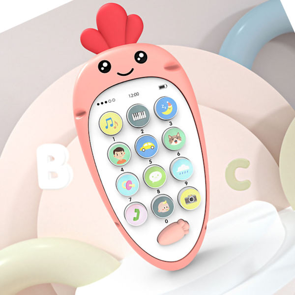 Babytelefonleksag Silikon Baby Legetøjstelefon Rovaformet Legetøjstelefon Interaktive Legetøj Rosa