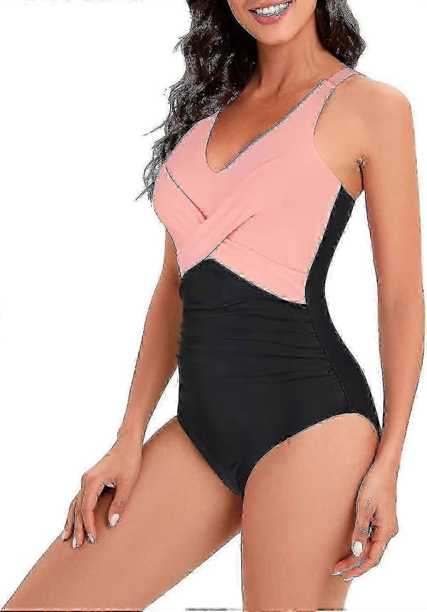 Badedragt Dame Mavekontrol Badedragt Plus Size Badedragt[LD] rosaandBlack XL