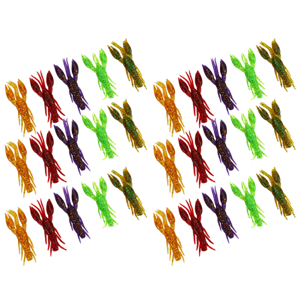 30 st PVC fem färger 7,5 cm 5,5 g konstgjorda languster fiske lockar mjuka beten med låda