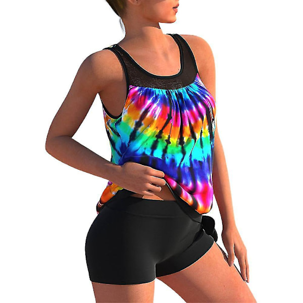 Tankinisett for kvinner i flere farger med boyshorts badedrakt