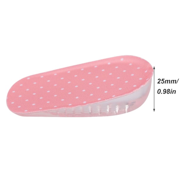 2,5 cm silikongel vidhäftande innersulor Höjd Öka foten Orthotic Arch Support Hälskydd Rosa