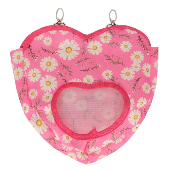 Kaninfoderpåse Hängningstyp Stor kapacitet Daisy Pattern Rosa hjärtformad utloppsmatarpåse för smådjur