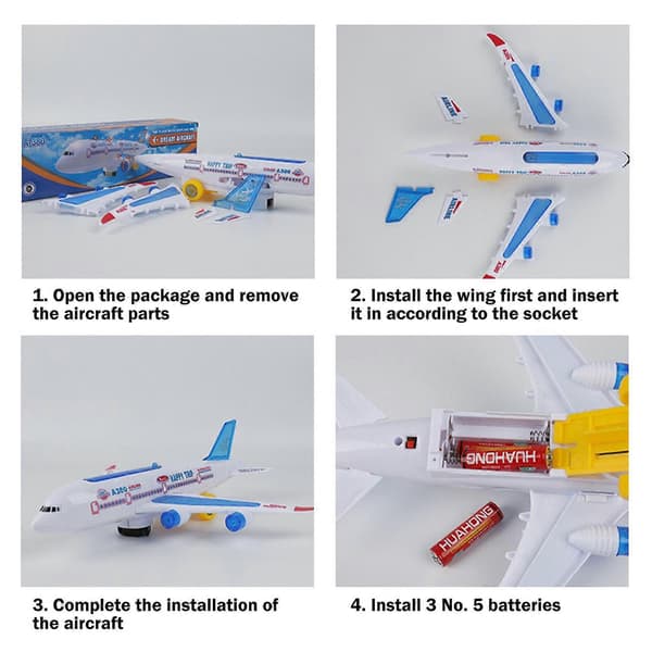 Universal Fly Passagerfly Med Musik Oplyst Legetøj Airbus Model Børnelegetøj Flymodel Samlelegetøj