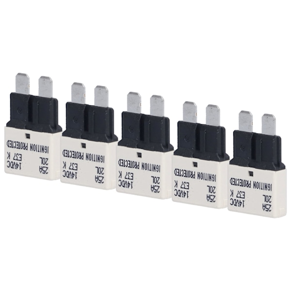 E37 Auto T1 Reset Sikringsautomat UL Grade 94V0 Termoplastisk ATC ATO Sikringsautomater 25A 5 Pak