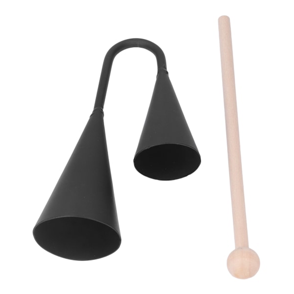 Two Tone Agogo Bell Black Metal Traditionellt Latin Agogo slaginstrument med träpinne