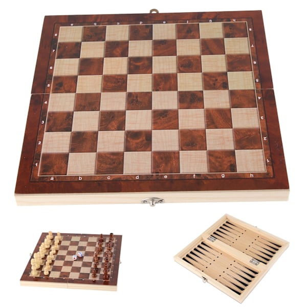 3 i 1 schackbrädspelsset Intellektuell tillväxt schackdammset för familjens vänner Trä 24 X 24 cm / 9,4 X 9,4 tum