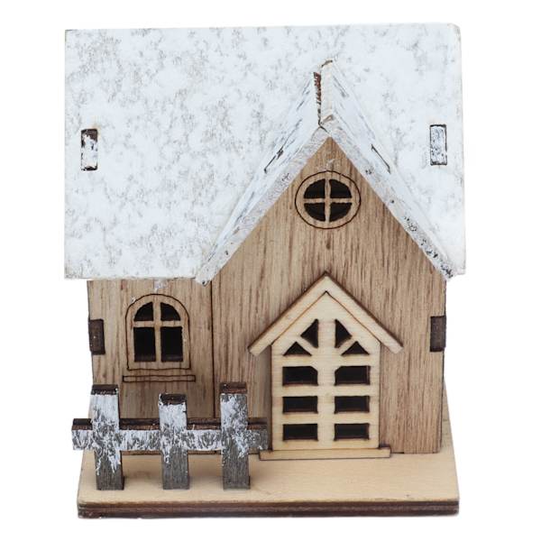 Dukkehust Jul LED-lys Træhus DIY Lysende Miniature Dukkehust Julepynt Tilbehør