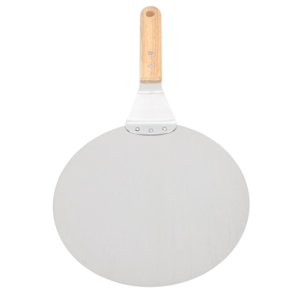Pizzapaddel 10 tommer pizzaspatel med trehåndtak rundt rustfritt stål med komfortabelt grep Pizzatilbehør for baking