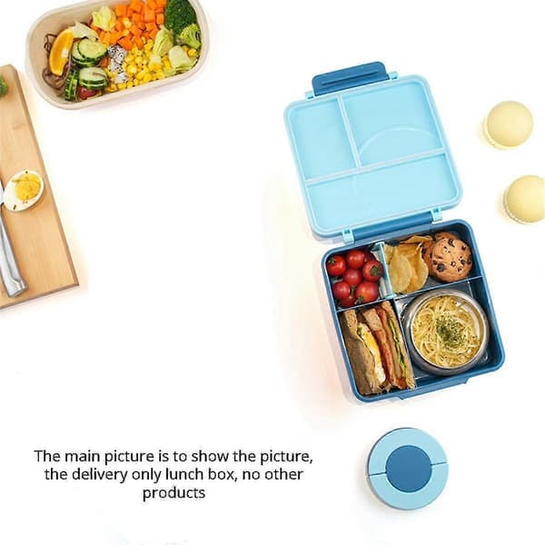 Matboks med skål i rustfritt stål, plasttallerken, mikrobølgesikker, bento med rom, matboks