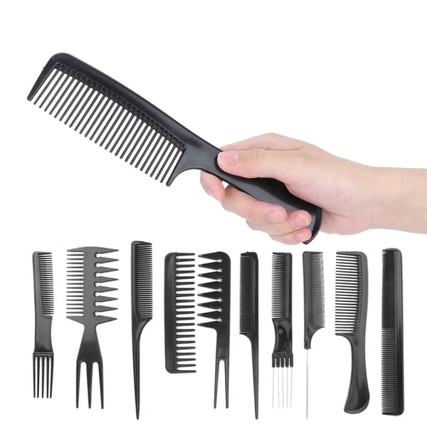 10 Pcs/Set Professional Hair Styling Combs Salon Barber Combs for Various Functions