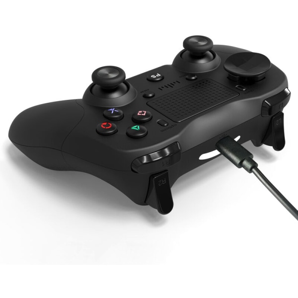 Dobbel joystick gamepad PS4 gamepad med touchpad Kompatibel med PS4/Pro/Slim, svart kabel
