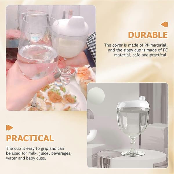 Vinglass Sippy Cup Sølesikre Barnemugger Plast Sippy Cup med lokk 150 ml