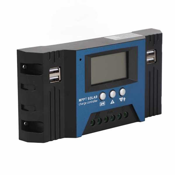 12V 24V Solcelleladningsregulator med 4 USB-porte 5V 2.5A Justerbare parametre LCD-skærm til hjem, campingvogn, båd 30A