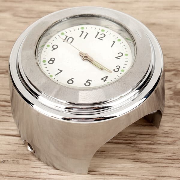 22-25 mm Universal Motorcycle Handlebar Clock Metal Mounted Hand Grip Bar Dial Clock (White Dial)
