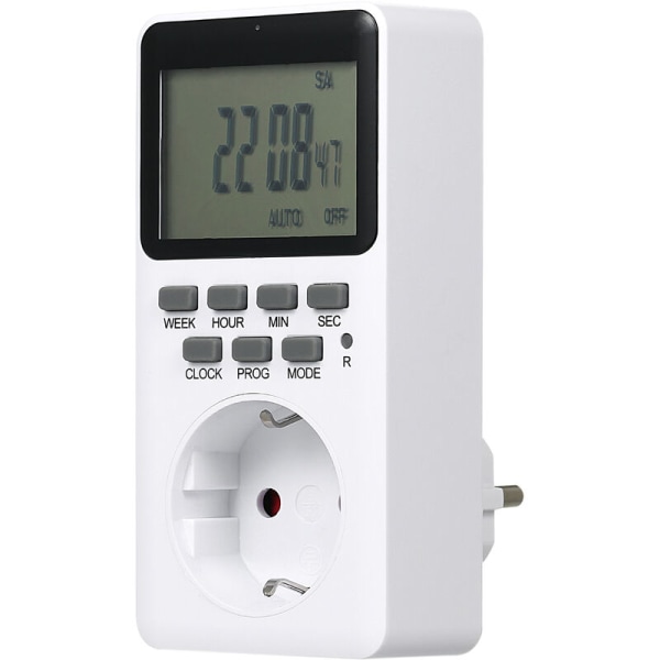 Digital Timer Switch Plug-in LCD Display Socket Programmerbar 20 Grupper Sommartid Inställning Switch Sommartid/12h/24h Switch Portable, modell: 1PCS