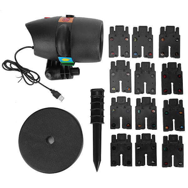 USB-juleprojektorlamper med 12 lysbilder, projeksjonslys for høytider, Halloween-fester, dekorasjon