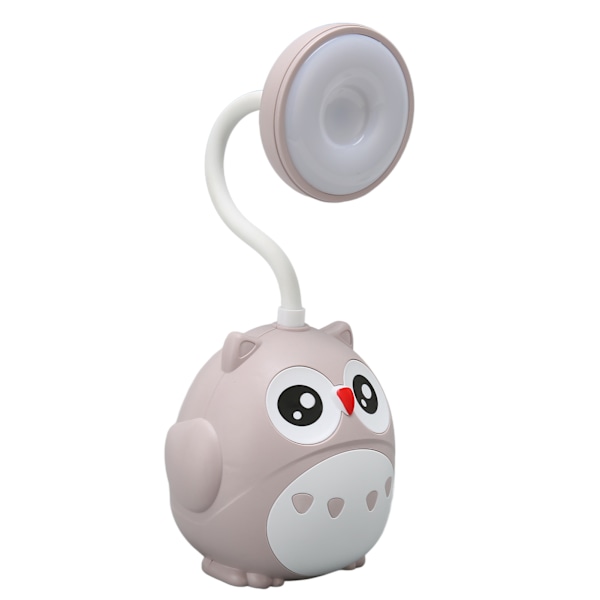 2 Lägen LED Skrivbordslampa med Pennhållare Ögonskydd USB Tecknad Nattuggla Form Skrivbordslampa Ljusgrå