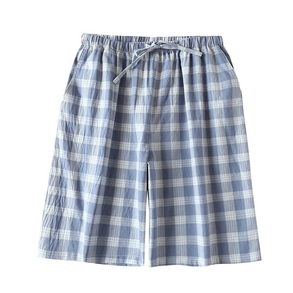 Herr vävda stretchpyjamasshorts blårandiga Blue Stripe L