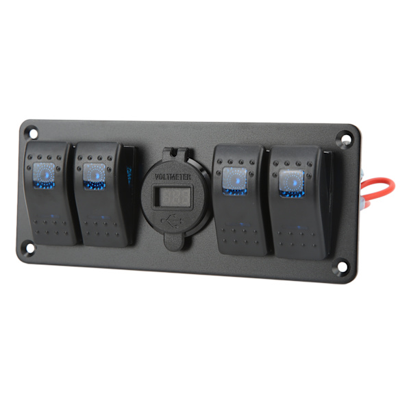 4 i 1 kombinationsbrytarpanel Dubbel USB-laddare LED-spänningsdisplay Passar för UTV ATV Truck Trailer Bus Yacht Boat