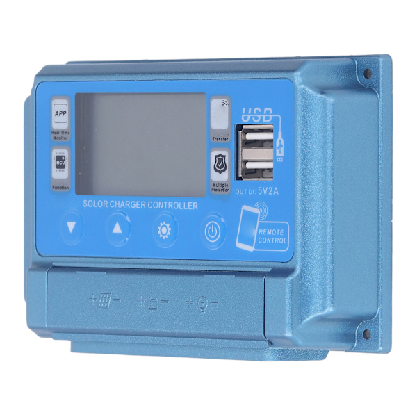 MPPT Solar Charge Controller 12V 24V 36V 48V 60V Selvanpassende Dobbelt USB Solpanelregulator med Bluetooth 60A