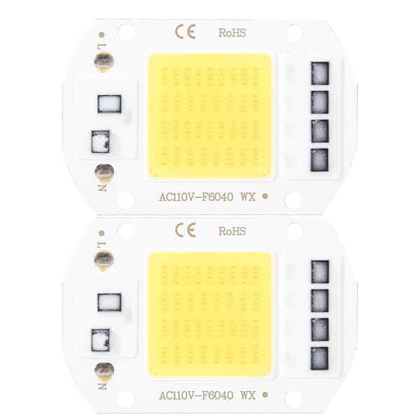 2 PCS AC110V 50W High Brightness Integrated LED Chip Light Source COB Chips 6x4cm Warm