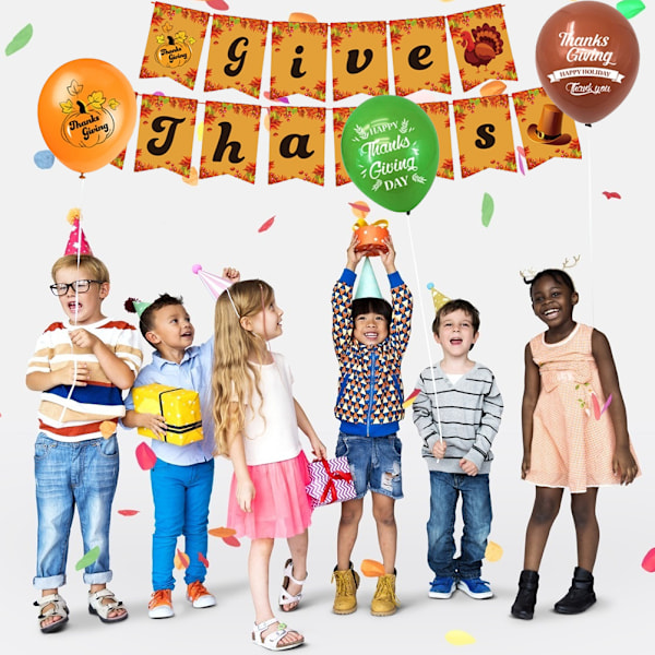 46 st/set Thanksgiving dekorationer Banner Cupcake och Cake Topper Ballonger Höstfest dekoration för Thanksgiving