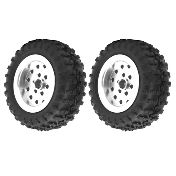2 kpl Auton pyörien kumirenkaat Alumiiniseos AntiSkid 52mm Sopii WPL D12 1/10 RC-kuorma-autolle (Hopea)