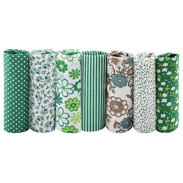 7 st 25*25 cm Bomullstyg DIY Assorted Squares Pre Cut Sängkläder Kit Quarters Bunt Mörkgrönt