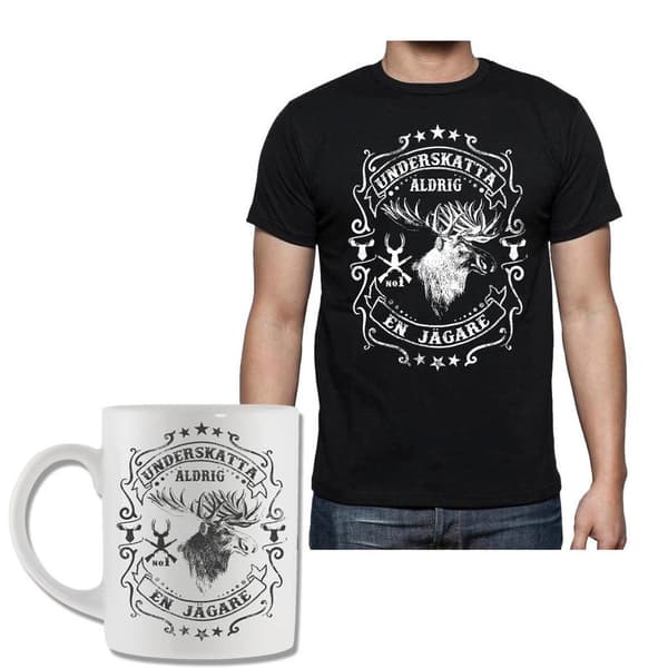 Jägare älg Tshirt & Mugg paket Underskatta aldrig en Jägare L l