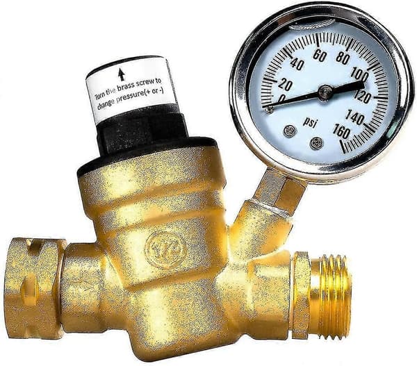 Justerbar vanntrykksregulator med måler og filter