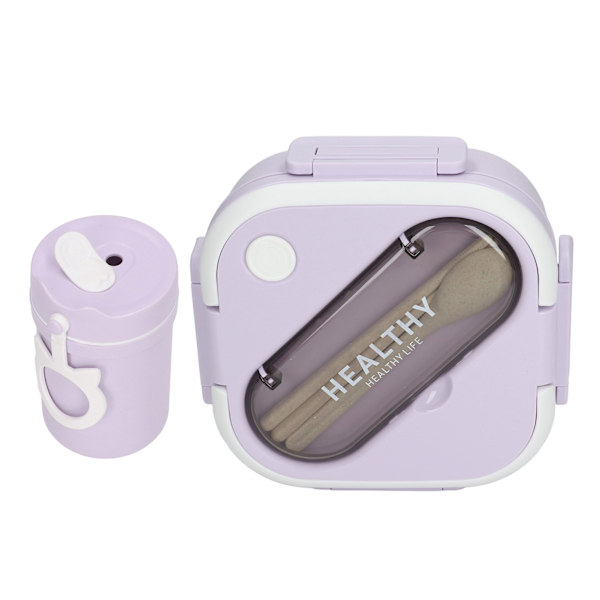 Lunchlåda Behållare Minimalistisk Söt Bärbar Läcksäker Bento Box med Cup Ätpinnar Sked för Studenter Arbete Lila