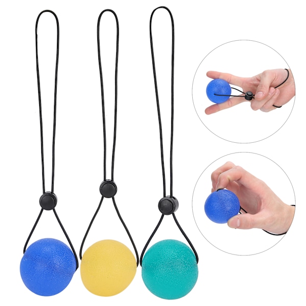 3st Stressavlastande greppboll Hand handledsrehabilitering Styrketräning Massageboll (Gul 15 grader blå 30 grader grön 35 grader)