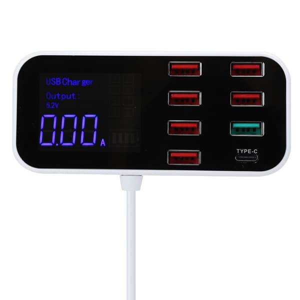 Digital Display 8-portars USB-laddningsstation för iOS/Android-enheter
